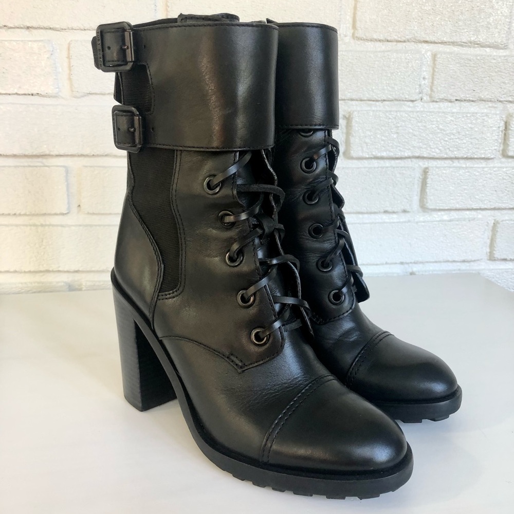 Tory Burch Broome High Heel Lace Up Combat Boots